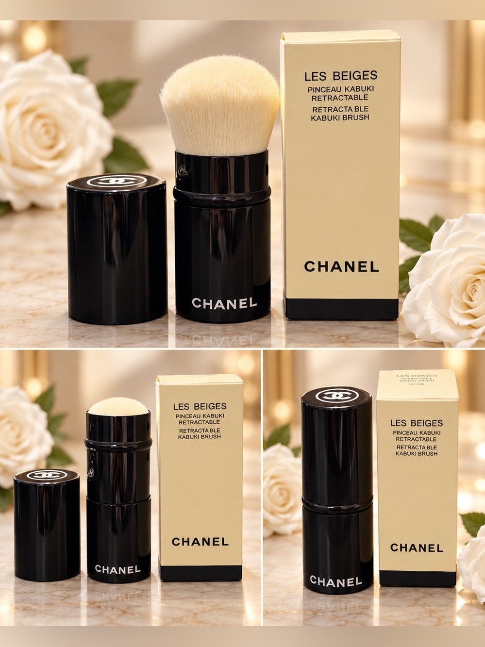 CHANEL Les Beiges Retractable Kabuki Brush With Box